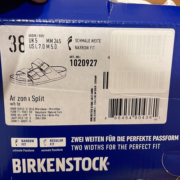 NIB Birkenstock Arizona Split in white & silver, size 7N / 38 - Picture 6 of 6